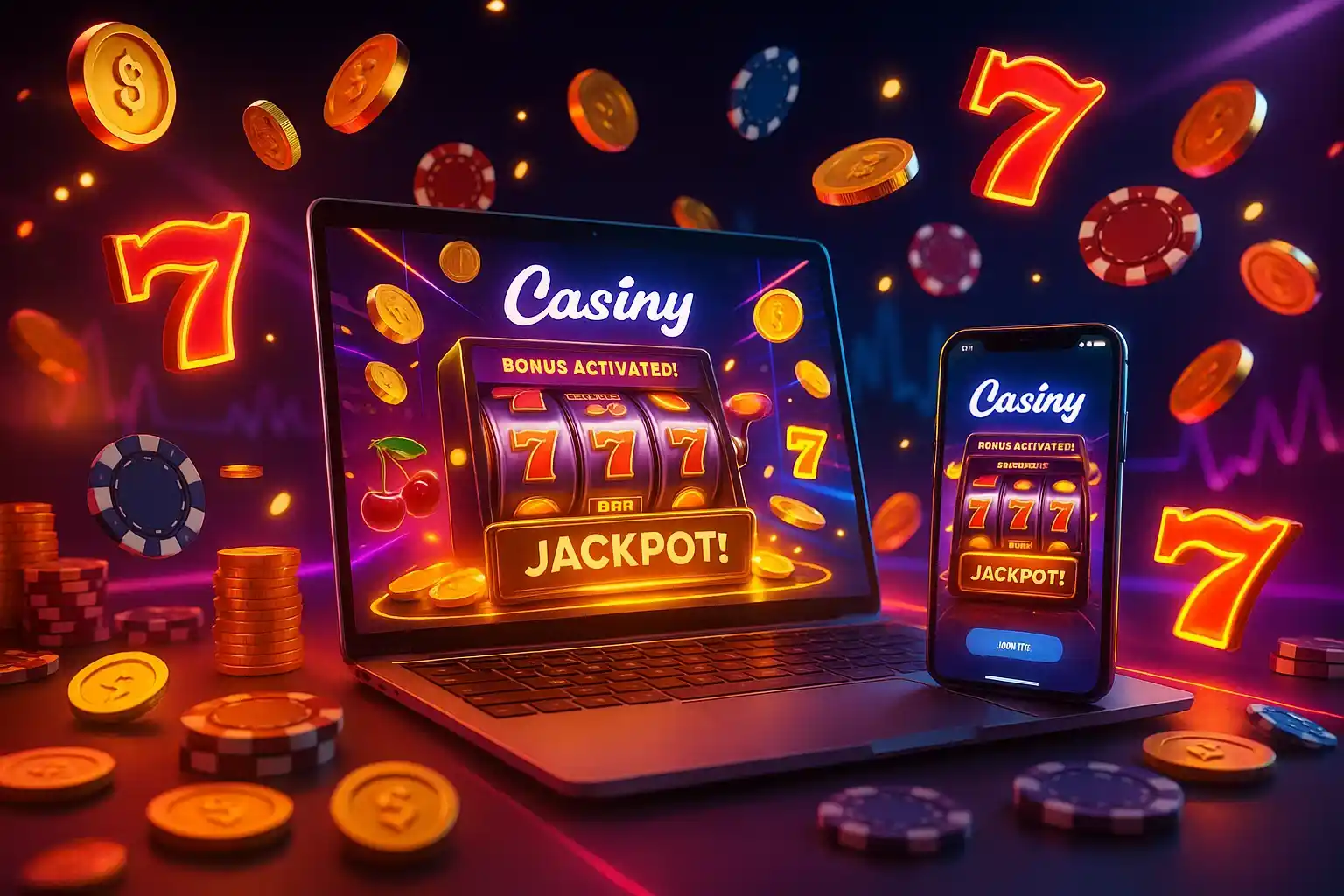 Casiny online casino lobby interface showing game categories and promotions